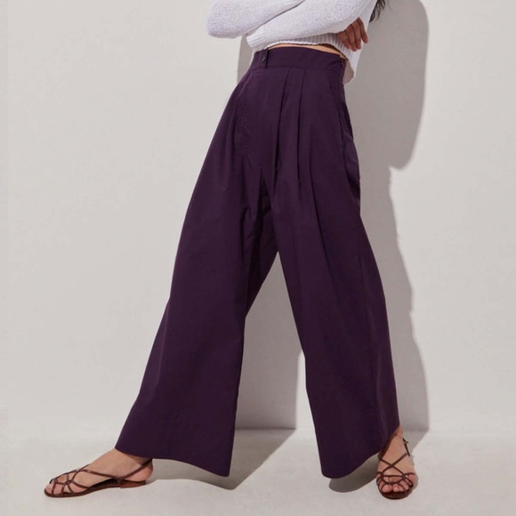Rachel Comey Coxsone Wide Leg Crisp Cotton Pants Size 4 Purple Eggplant $479 - Picture 2 of 15